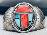 6.5 Inch Wrist Vintage Native American Navajo Turquoise Spiny Oyster Sterling Silver Bracelet-Nativo Arts