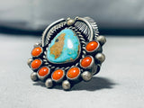 Incredible Vintage Native American Navajo Blue Gem Turquoise Sterling Silver Ring-Nativo Arts
