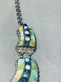 Dropdead Fab Vintage Green Turquoise Sterling Silver Necklace Old-Nativo Arts