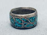 Artistic Vintage Native American Navajo Turquoise Chip Inlay Sterling Silver Ring-Nativo Arts