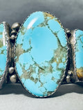 One Of The Largest Vintage Native American Navajo #8 Turquoise Row Sterling Silver Bracelet-Nativo Arts