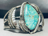 Gasp! Vintage Navajo Royston Turquoise Sterling Silver Leaf Bracelet-Nativo Arts
