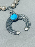 Outstanding Vintage Native American Zuni Kingman Turquoise Sterling Silver Necklace-Nativo Arts