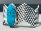 Incredible Zig Zag Spiderweb Turquoise Sterling Silver Bracelet-Nativo Arts