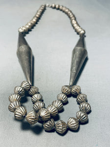 The Biggest Cones Ever!! Vintage Native American Navajo Sterling Silver Necklace-Nativo Arts