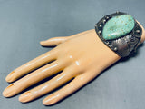 One Of Best Vintage Native American Navajo Green Spiderweb Turquoise Sterling Silver Bracelet-Nativo Arts