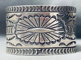 Heavy 95 Grams Vintage Native American Navajo Hand Tooled Sterling Silver Concho Bracelet Cuff-Nativo Arts