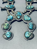 Gasp! 193 Grams Vintage Native American Navajo Sterling Silver Turquoise Squash Blossom Necklace-Nativo Arts