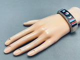 6.5 Inch Wrist Vintage Native American Navajo Turquoise Inlay Sterling Silver Bracelet-Nativo Arts