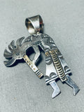 Unique Vintage Native American Navajo 14k Gold Sterling Silver Kokopelli Pendant-Nativo Arts