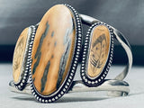 Tan Streaked Agate Vintage Southwest Sterling Silver Bracelet-Nativo Arts