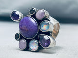 One Of Best Native American Navajo Amethyst Sterling Silver Ring Signed Sharon Sandoval-Nativo Arts