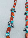 Chunky Amber Vintage Navajo Turquoise Heishi Sterling Silver Necklace-Nativo Arts