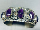 One Of The Coolest Amethyst Vintage Native American Navajo Sterling Silver Bracelet-Nativo Arts