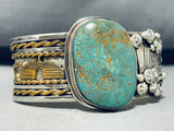 One Of Most Detailed Vintage Native American Navajo Green Turquoise Sterling Silver Bracelet-Nativo Arts