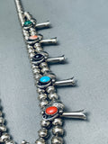 Womens Vintage Southwest Turquoise Sterling Silver Squash Blossom Necklace-Nativo Arts