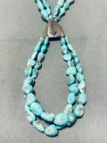 One Of The Best Vintage Native American Navajo Blue Gem Turquoise Sterling Silver Necklace-Nativo Arts