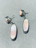 Fantastic Vintage Native American Navajo Mother Of Pearl Sterling Silver Earrings-Nativo Arts