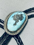 Traditional Vintage Native American Navajo Godber Turquoise Sterling Silver Bolo Tie-Nativo Arts