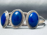Amazing Domed Lapis Vintage Native American Navajo Sterling Silver Bracelet-Nativo Arts