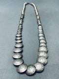 Intricate Bead Vintage Native American Navajo Sterling Silver Tube And Flat Bead Necklace-Nativo Arts