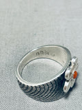 Fantastic Native American Navajo Coral Sterling Silver Ring Signed Darryl Dean Begay-Nativo Arts