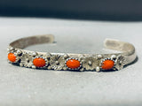 Vibrant Native American Navajo 4 Corals Sterling Silver Florals Bracelet-Nativo Arts