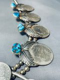 500 Grams!!!! Native American Navajo Turquoise Sterling Silver Squash Blossom Necklace-Nativo Arts