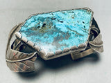 Heavy And Thick!! Vintage Native American Navajo Turquoise Sterling Silver Bracelet Old-Nativo Arts