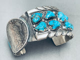 Heavy 113 Grams Vintage Native American Zuni Turquoise Sterling Silver Bracelet-Nativo Arts