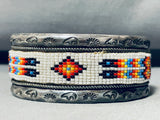 Heavy 7 Inch Wrist Vintage Native American Navajo Sterling Silver Bracelet-Nativo Arts