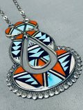 One Of The Best Vintage Native American Zuni Turquoise Inlay Sterling Silver Necklace-Nativo Arts