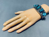 Rare Vintage Native American Navajo Old Kingman Turquoise Sterling Silver Bracelet-Nativo Arts