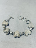 Signed Vintage Native American Navajo Heart Sterling Silver Link Bracelet-Nativo Arts