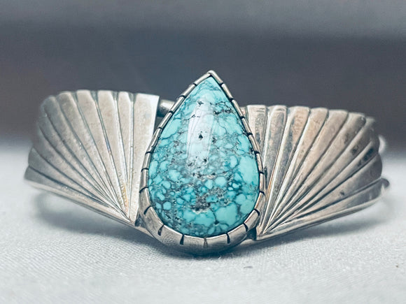 Franky Guerro Vintage Native American Navajo Lone Mountain Turquoise Sterling Silver Bracelet-Nativo Arts