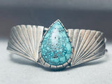 Franky Guerro Vintage Native American Navajo Lone Mountain Turquoise Sterling Silver Bracelet-Nativo Arts