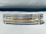 Astounding Vintage Native American Navajo Sterling Silver And 14k Gold Bracelet Signed V. Hicks-Nativo Arts