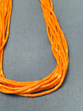 Wonderful Native American Navajo Orange Spiny Oyster Sterling Silver Necklace-Nativo Arts