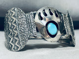 The Most Unique Vintage Native American Navajo Bearpaw Turquoise Sterling Silver Bracelet-Nativo Arts