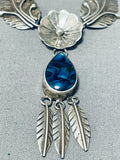 Gorgeous Vintage Native American Navajo Blue Abalone Sterling Silver Necklace-Nativo Arts