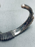 Hand Woven Vintage Native American Navajo Sterling Silver Bracelet Thick Cuff-Nativo Arts