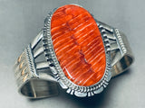 Signed Native American Navajo Spiny Oyster Sterling Silver Bracelet-Nativo Arts