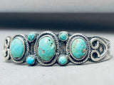 Early Vintage Native American Navajo Domed Turquoise Sterling Silver Bracelet-Nativo Arts