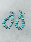 Wonderful Vintage Native American Navajo Turquoise With Silver Bears Sterling Silver Earrings-Nativo Arts