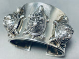 Gasp! Tortoise Family Vintage Sterling Silver Bracelet Cuff-Nativo Arts