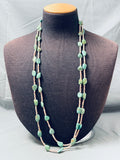 Chunky Green Turquoise Vintage Native American Navajo Heishi Necklace
