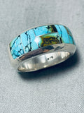 Special Vintage Native American Navajo Blue Diamond Turquoise Sterling Silver Ring-Nativo Arts