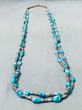 Incredible Vintage Native American Navajo Chunky Turquoise Heishi Sterling Silver Necklace