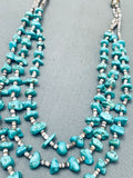 Chunky Vintage Native American Navajo Turquoise Nugget Heishi Necklace Old