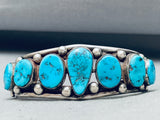Heavy Vintage Native American Navajo Turquoise Sterling Silver Wire Bracelet-Nativo Arts